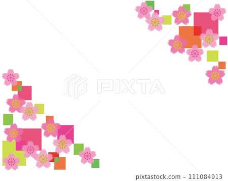 櫻花框架幾何圖案白色空間 111084913
