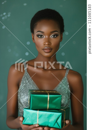 photo featuring a chic afro woman in a simple 111085183