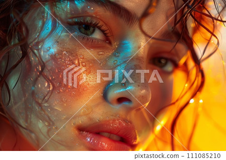 woman with drops on the face 111085210