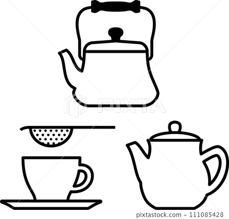 茶和泡茶器具插圖集 茶和泡茶器具插圖集 111085428