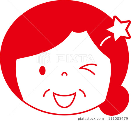 一位高級女性微笑和眨眼的圖標 111085479