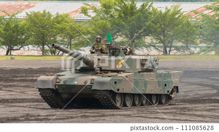Ground Self-Defense Force Type 90 tank running Ground Self-Defense Force Type 90 tank running 111085628