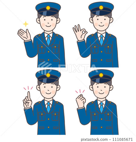 Police officer upper body pose set 01 111085671
