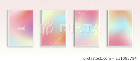 Pastel gradient backgrounds vector set. soft tender yellow, orange, pink, purple and blue colours abstract background for app, web design, webpages, banners, greeting cards. Vector design. Pastel gradient backgrounds vector set. soft tender yellow, orange, pink, purple and blue colours abstract background for app, web design, webpages, banners, greeting cards. Vector design. 111085784