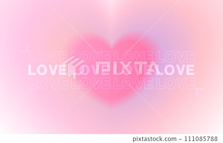 Pastel pink and blue background for valentine day festival design. soft heart shape frame design and words of love. happy valentine's day greeting cards. trendy gradients. vector design. 111085788