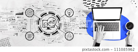Marketing Strategy concept with person using a laptop 111085962