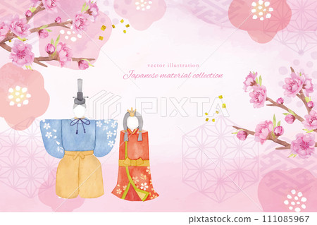 Hinamatsuri background painted in watercolor Hinamatsuri background painted in watercolor 111085967