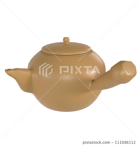 Clay Teapot isolated on white background 111086112