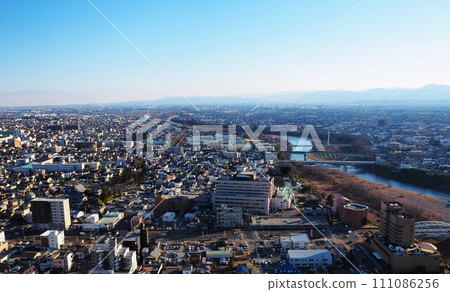 Tone River and Maebashi city area 111086256
