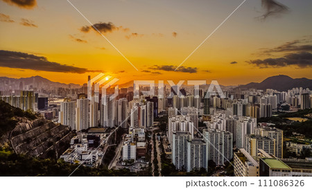 Crowded narrow apartments in a community in HK, Jan 14 2024 111086326