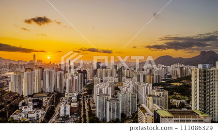 Crowded narrow apartments in a community in HK, Jan 14 2024 111086329