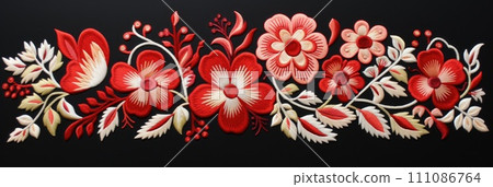 Red hungarian folk embroidery design 111086764