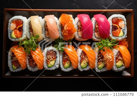 Artfully crafted sushi rolls Artfully crafted sushi rolls 111086770