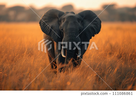 a majestic African elephant in its natural habitat 111086861