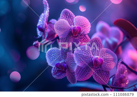 an orchid flower with a bokeh background 111086879