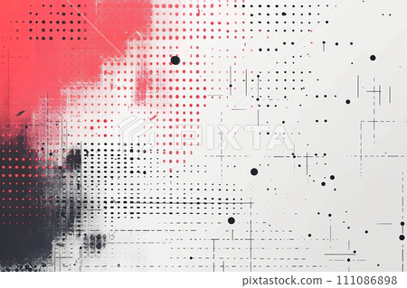 abstract red black dots painting, in the style of graphic design-inspired illustrations 111086898