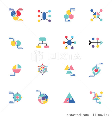 geometric infographic flat sign icons collection. simple design vector 111087147