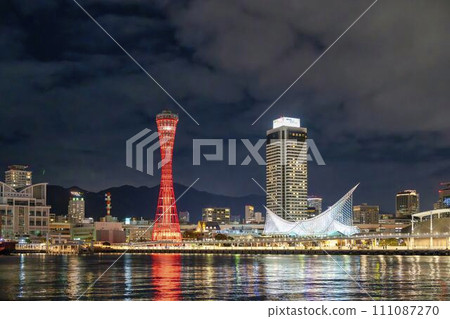 Kobe Harborland Port Tower Light-up in Winter Kobe City, Hyogo Prefecture Kobe Harborland Port Tower Light-up in Winter Kobe City, Hyogo Prefecture 111087270