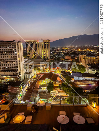 Rooftop views of Chiang Mai by sunset in Thailand Rooftop views of Chiang Mai by sunset in Thailand 111087776