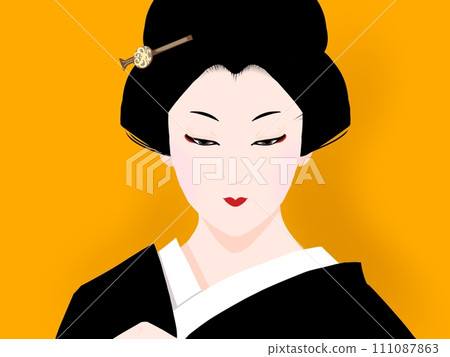 穿著和服、戴著髮夾的女人 穿著和服、戴著髮夾的女人 111087863