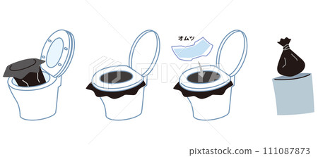Procedures for using a simple toilet using diapers Disaster prevention supplies Procedures for using a simple toilet using diapers Disaster prevention supplies 111087873