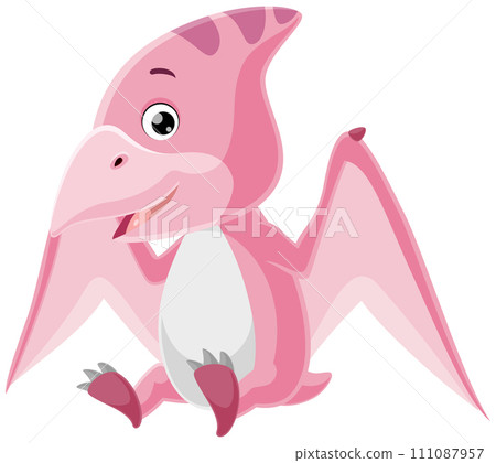 Cute pterodactyl cartoon on white background Cute pterodactyl cartoon on white background 111087957