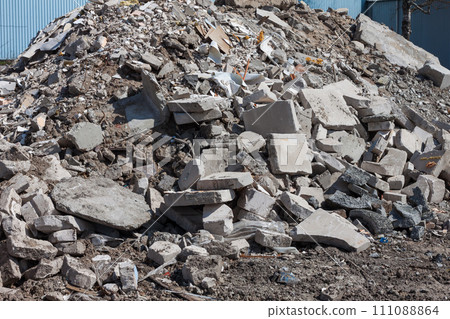 Concrete debris on construction site Concrete debris on construction site 111088864
