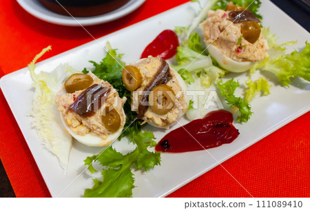 Stuffed eggs. Concept of food, breakfast 111089410