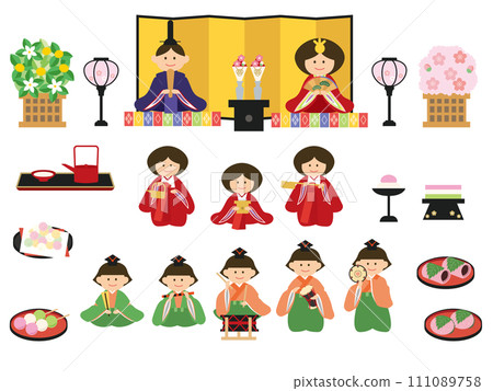 Cute illustration set of Hinamatsuri 111089758
