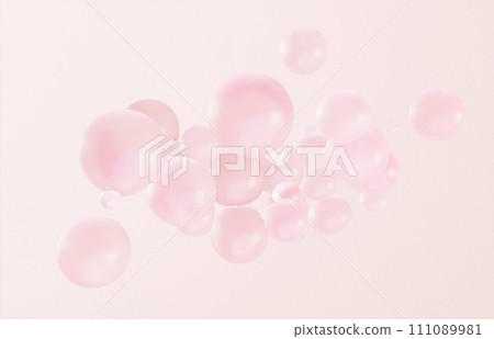 3D graphics of cute bubbles in pastel pink, balls with a matte texture like frosted glass 3D graphics of cute bubbles in pastel pink, balls with a matte texture like frosted glass 111089981