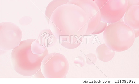 粉紅色抽象 3D 背景，帶有啞光紋理的浮動氣泡 111089983