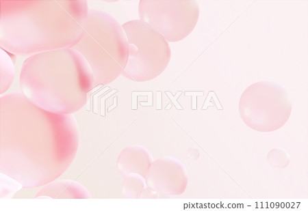 Pink bubbles with matte texture, abstract 3D rendering of gel balls sticking together 111090027