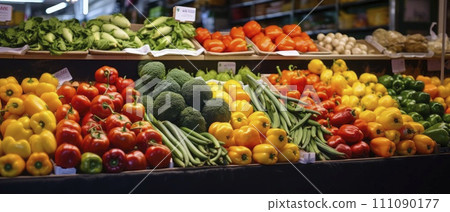 Array of Fresh Vegetables Displayed at Local Market Array of Fresh Vegetables Displayed at Local Market 111090177