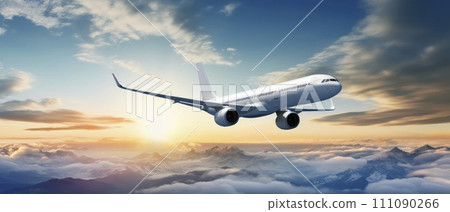 Airplane Soaring Above the Clouds 111090266