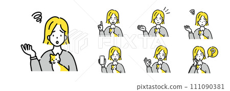 Pet and woman illustration set 111090381