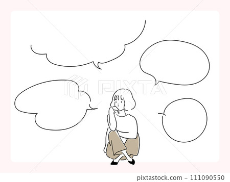 young woman with speech bubble 111090550