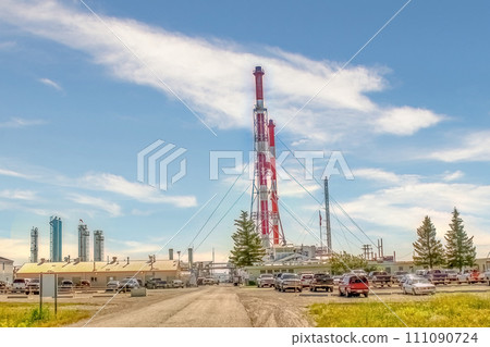 Cochrane, AB, Canada. Aug 15 ,2023. A front view of The Plant Towers, leading to the Direct Energy Wildcat gas plant in Cochrane. Cochrane, AB, Canada. Aug 15 ,2023. A front view of The Plant Towers, leading to the Direct Energy Wildcat gas plant in Cochrane. 111090724