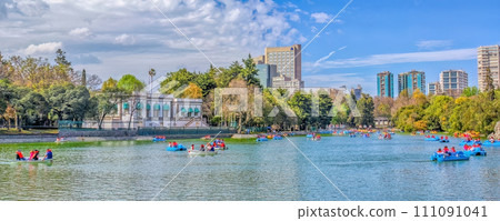 Mexico City, Mexico. Jan 11, 2024. An artificial Lake with people on boats in the Chapultepec Forest one of the largest city parks in Mexico Mexico City, Mexico. Jan 11, 2024. An artificial Lake with people on boats in the Chapultepec Forest one of the largest city parks in Mexico 111091041