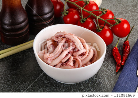 Delicous marinated squid tentacles in the bowl Delicous marinated squid tentacles in the bowl 111091669