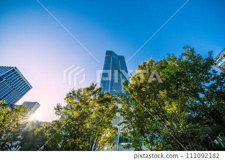 Tokyo cityscape in Japan View of the Toranomon Hills Station Tower and buildings that opened today = October 6, 2020 111092182