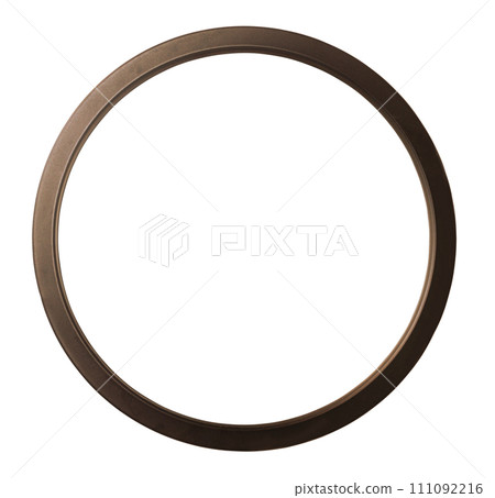 Round wooden frame isolated 111092216