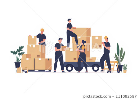 House moving work scene-Many staff working-2 House moving work scene-Many staff working-2 111092587