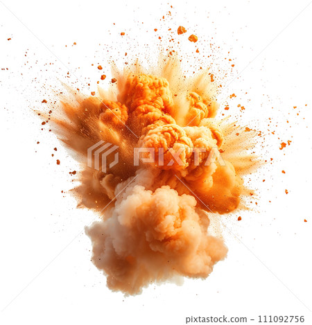 Intense fire and dust explosions isolated on transparent background, earthquake, and urban disaster concept- a dramatic representation of danger and emergency response, Ai generative 111092756