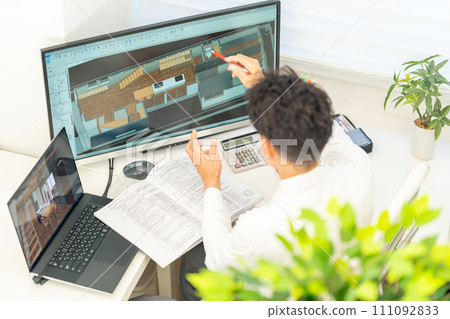 3D CAD 3D 3DCG architectural design house interior 1 person 111092833