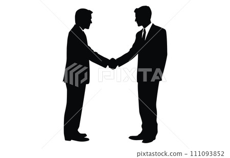 Two Silhouette Businessman Hand Shake, Business Man Handshake Agreement Concept Flat Vector Illustration Two Silhouette Businessman Hand Shake, Business Man Handshake Agreement Concept Flat Vector Illustration 111093852