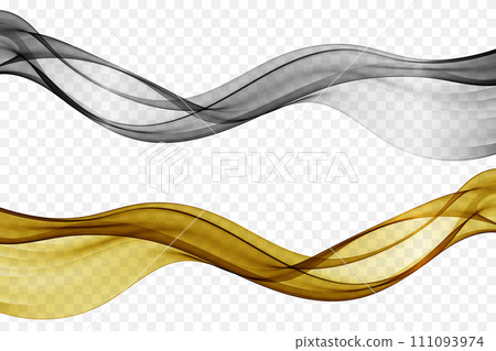 Golden and silver wave. Abstract vector wave stream. 111093974