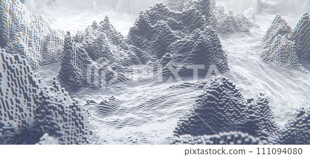 Abstract white cubic landscape technology background. Technology concept 111094080