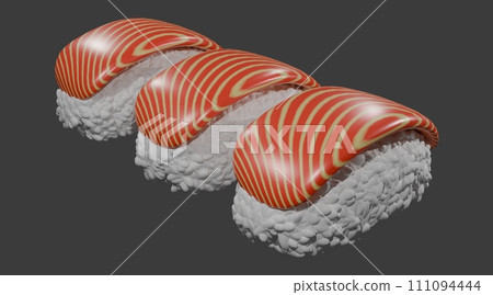 3d rendering illustration of sushi salmon 111094444
