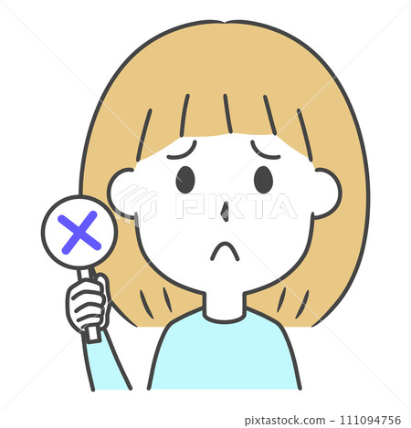 Upper body illustration of a woman holding a cross tag Upper body illustration of a woman holding a cross tag 111094756