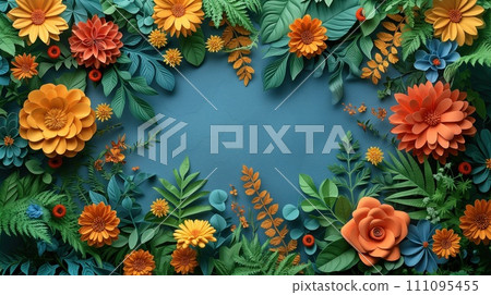 many blooming flowers, floral background 111095455